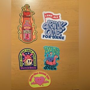 Lot of 5 Rare Hard to find Arizona Dutch Bros Christmas, Halloween stickers